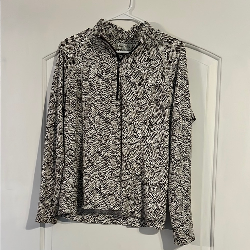 Brown and Tan Snake Print Quarter Zip